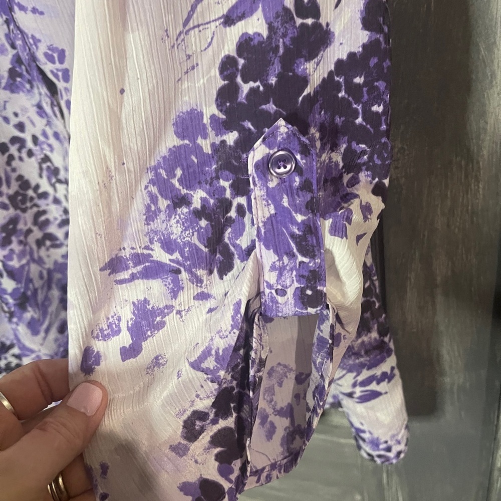 White Stag Purple and White Patterned Blouse 4X - Picture 5 of 7